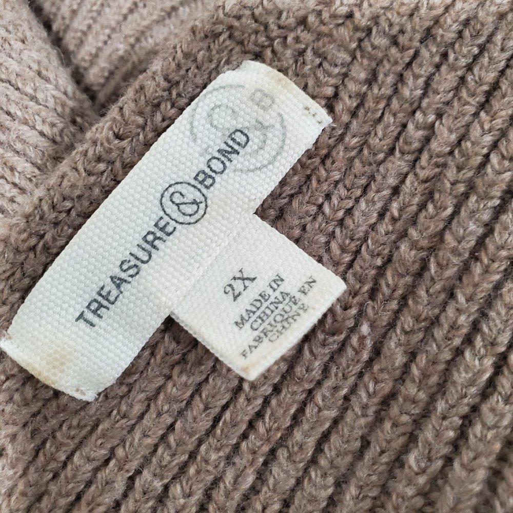 Treasure & Bond Rib Boat Neck Sweater, Color: Brown, Size: 2X off-th-shoulder - Picture 6 of 6
